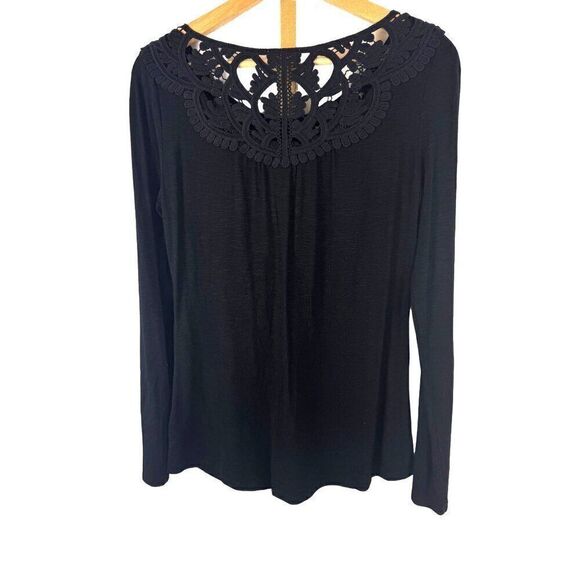 Anthropologie Meadow Rue Black Long Sleeve Blouse w/ Embroidery Design Boho XS - Picture 2 of 8